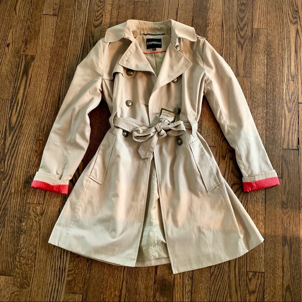 Express tan trench coat